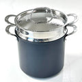 New Lagostina Nera Hard Anodized Nonstick 8-qt Pasta Pentola with Lid