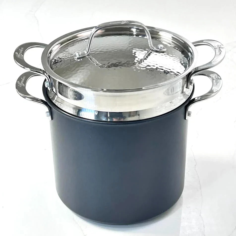 New Lagostina Nera Hard Anodized Nonstick 8-qt Pasta Pentola with Lid
