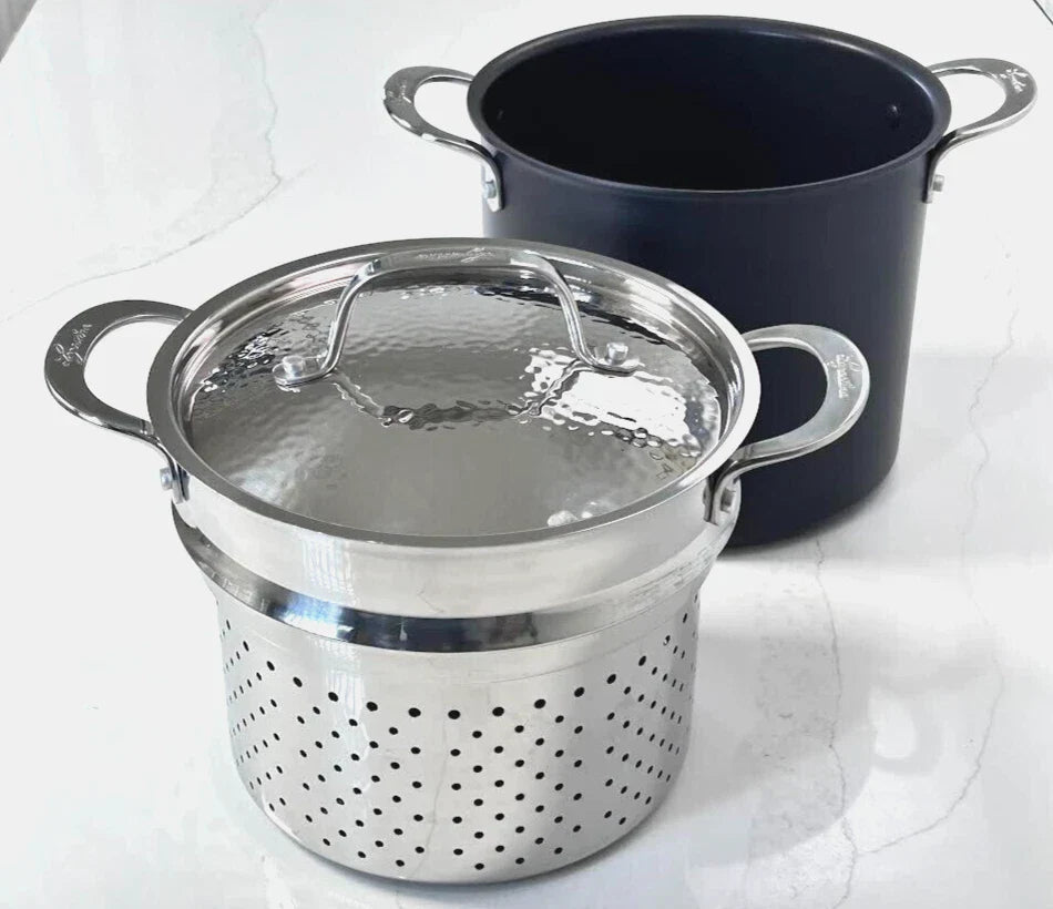 New Lagostina Nera Hard Anodized Nonstick 8-qt Pasta Pentola with Lid