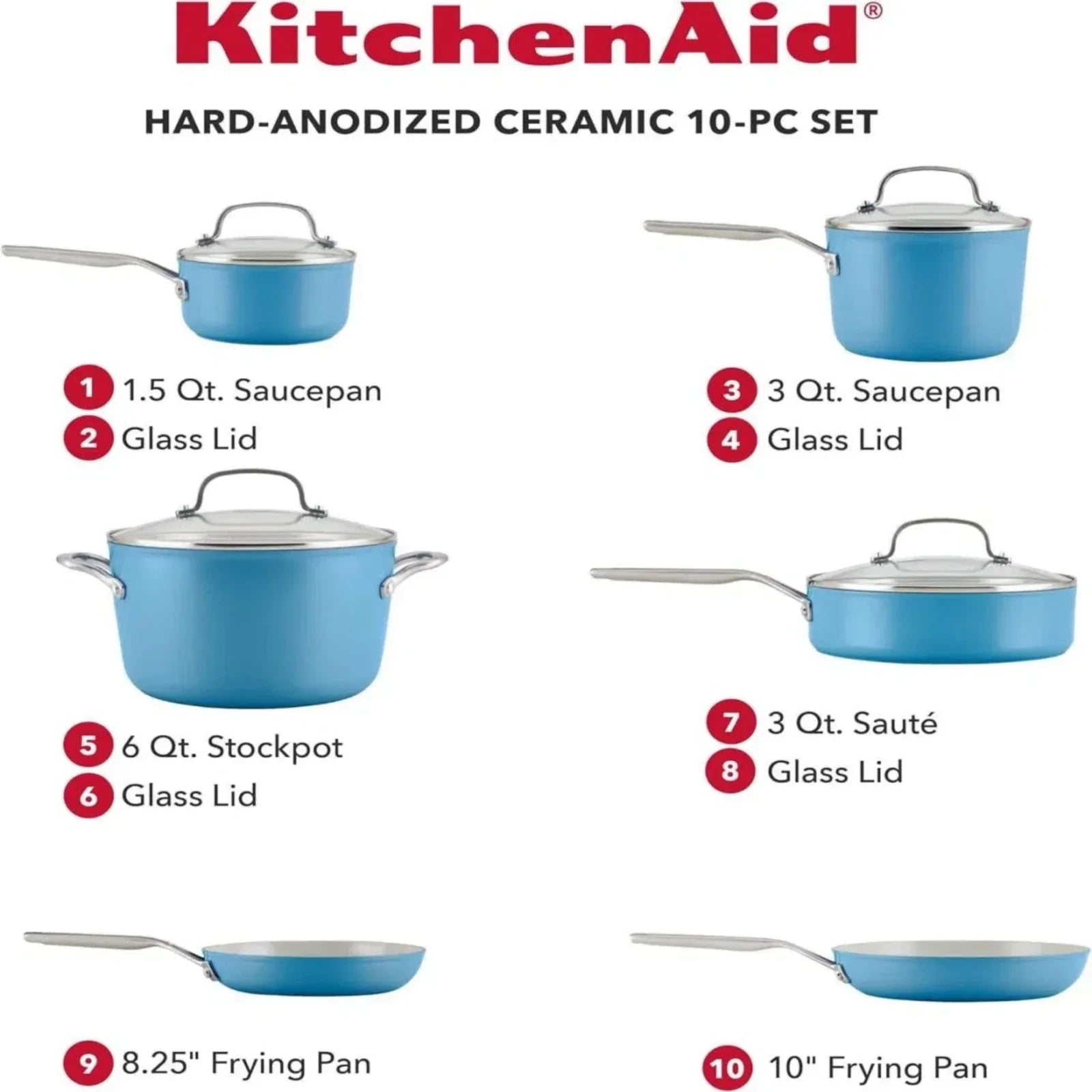 Hard Anodized Ceramic 10-Piece Cookware Set | Blue Velvet